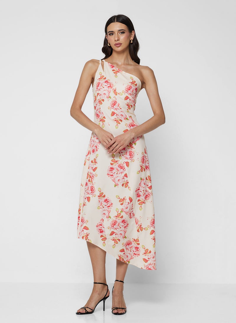 ايلا فستان كتف واحد بطبعة زهور - Image 4