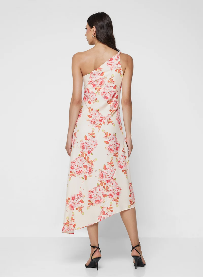 ELLA One Shoulder Floral Print Dress