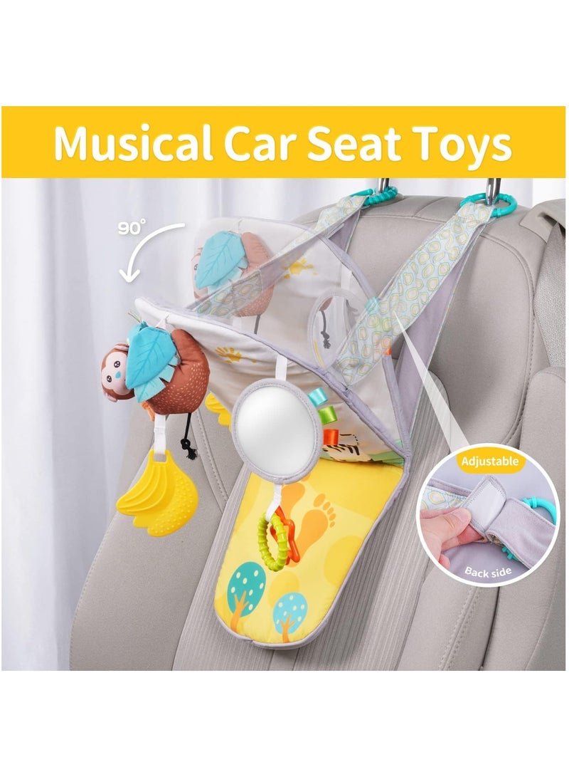 Infant Car Seat Toy, Car Baby Activity Center, Adjustable Travel Rear Facing Car Seat Toys, Developmental Toys for Babies Carseat, with Teethers, Music, Squeaker, Toys for 6 to 12 Months - Image 5