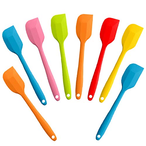COLOGO 8 Pieces Silicone Spatulas,8.5 inch Non-stick Spatulas with Stainless Steel Core,Heat Resistant-500℉, One Piece Design,Food Grade Silicone, Dishwasher Safe, for Mixing,Cooking,Baking (8.5 inch) - Image 1