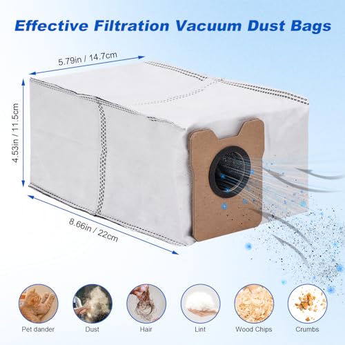 JoaSinc Dust Bags Compatible with Eufy C20 / C10 Omni Robot Vacuum Cleaner Large Capacity Dust Bag Eufy Vacuum Bags Replacement Parts Accessories Kit Effective Filtration Vacuum Dust Bags (8 Pack) - Image 4