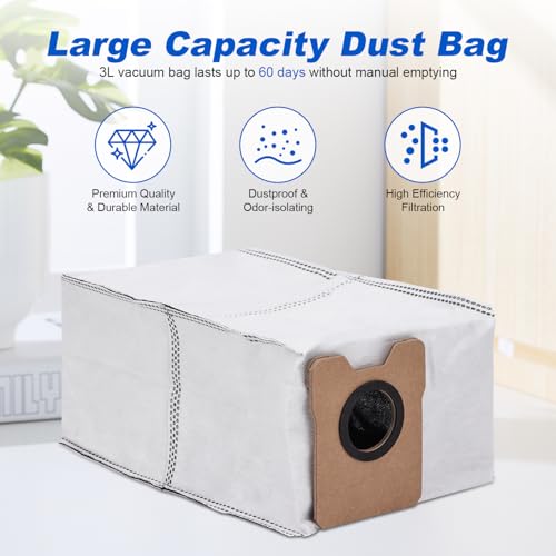 JoaSinc Dust Bags Compatible with Eufy C20 / C10 Omni Robot Vacuum Cleaner Large Capacity Dust Bag Eufy Vacuum Bags Replacement Parts Accessories Kit Effective Filtration Vacuum Dust Bags (8 Pack) - Image 5