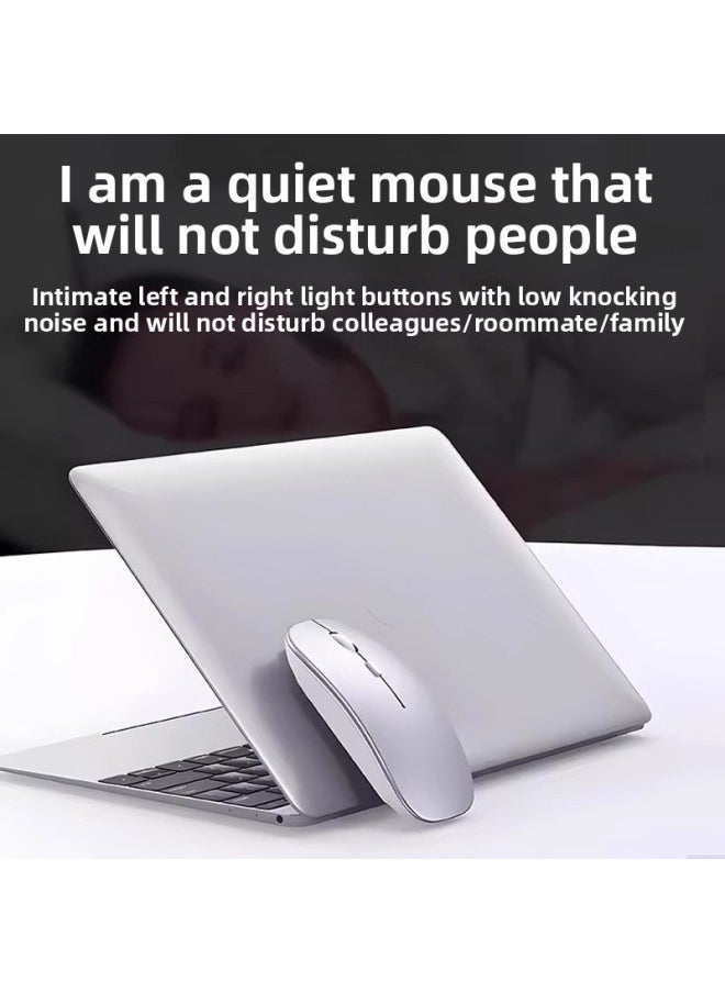 Wireless Mouse Charging Mute Bluetooth Dual-mode Home Office Laptop Desktop External Unlimited Mouse-Color:Space Silver/wireless Version [light Sound Smart + Rechargeable]