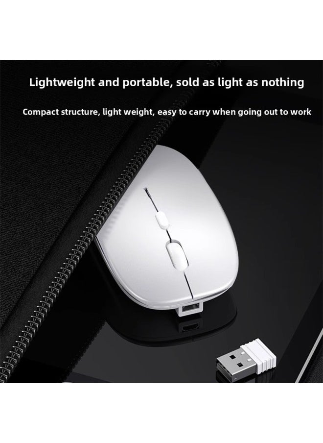 Wireless Mouse Charging Mute Bluetooth Dual-mode Home Office Laptop Desktop External Unlimited Mouse-Color:Space Silver/wireless Version [light Sound Smart + Rechargeable]