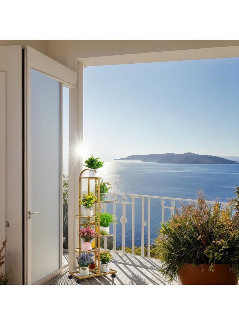 UREVO 6-Tier Metal Plant Stand with Movable wheels – Tall 118cm Flower Shelf, Indoor/Outdoor Plant Organizer & Display Rack for Garden, Patio, or Living Room, Golden,47*118cm - Image 5