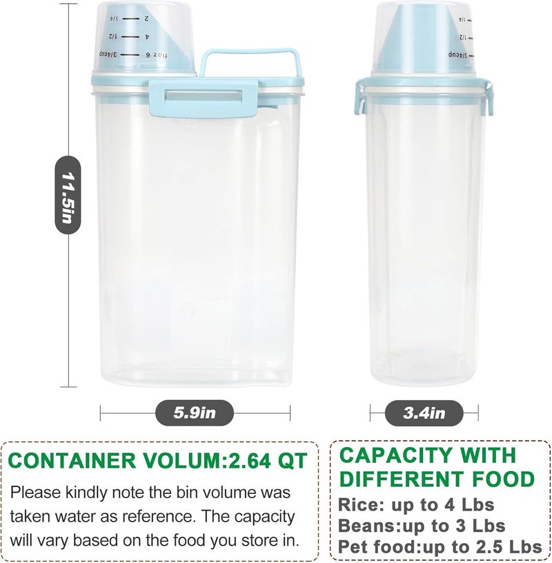 TBMax Rice Storage container 4 Lbs, Small Rice Dispenser with Measuring Cup, Blue Cereal Containers Flour Bin, Kitchen Food Storage Container and Pantry Organizers, Pet Dog Cat Food Dispenser - Image 3