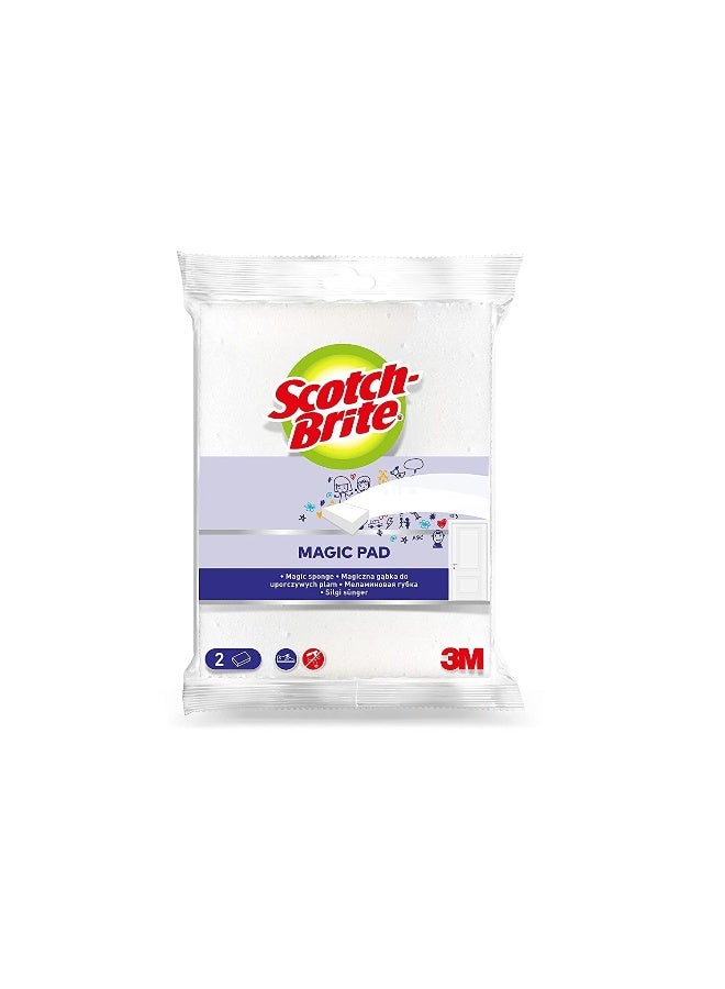 Scotch Brite Scotch-Brite Easy Erasing Pad  2 units pack   Magic Sponge   Magic Eraser   Magic Pad   Easily removes stains and marks   Erase away scuff marks and smudges   Walls   Doors   Windows   Floors - Image 2