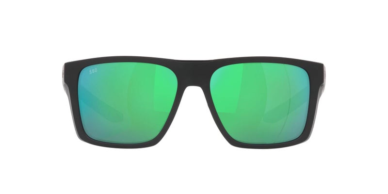 Costa Del Mar Mens Lido Square Sunglasses, Black/Polarized Green Mirrored 580G, 57 mm - Image 1