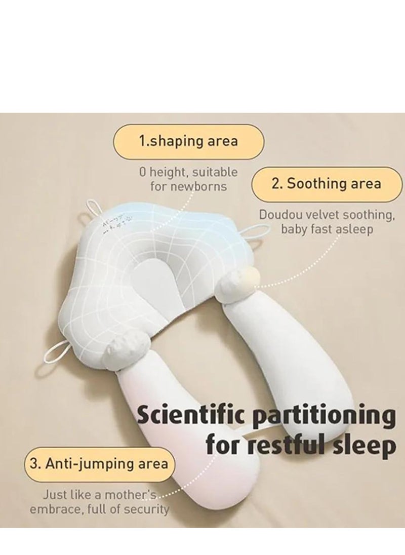 Baby head shaping pillow, anti-fright pillow, suitable for children's sleep accessories, pillowcase made of breathable pure cotton, can correct head deviation, portable machine washable bedding