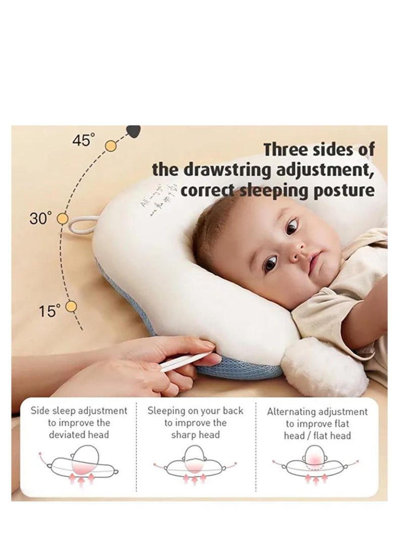Baby head shaping pillow, anti-fright pillow, suitable for children's sleep accessories, pillowcase made of breathable pure cotton, can correct head deviation, portable machine washable bedding