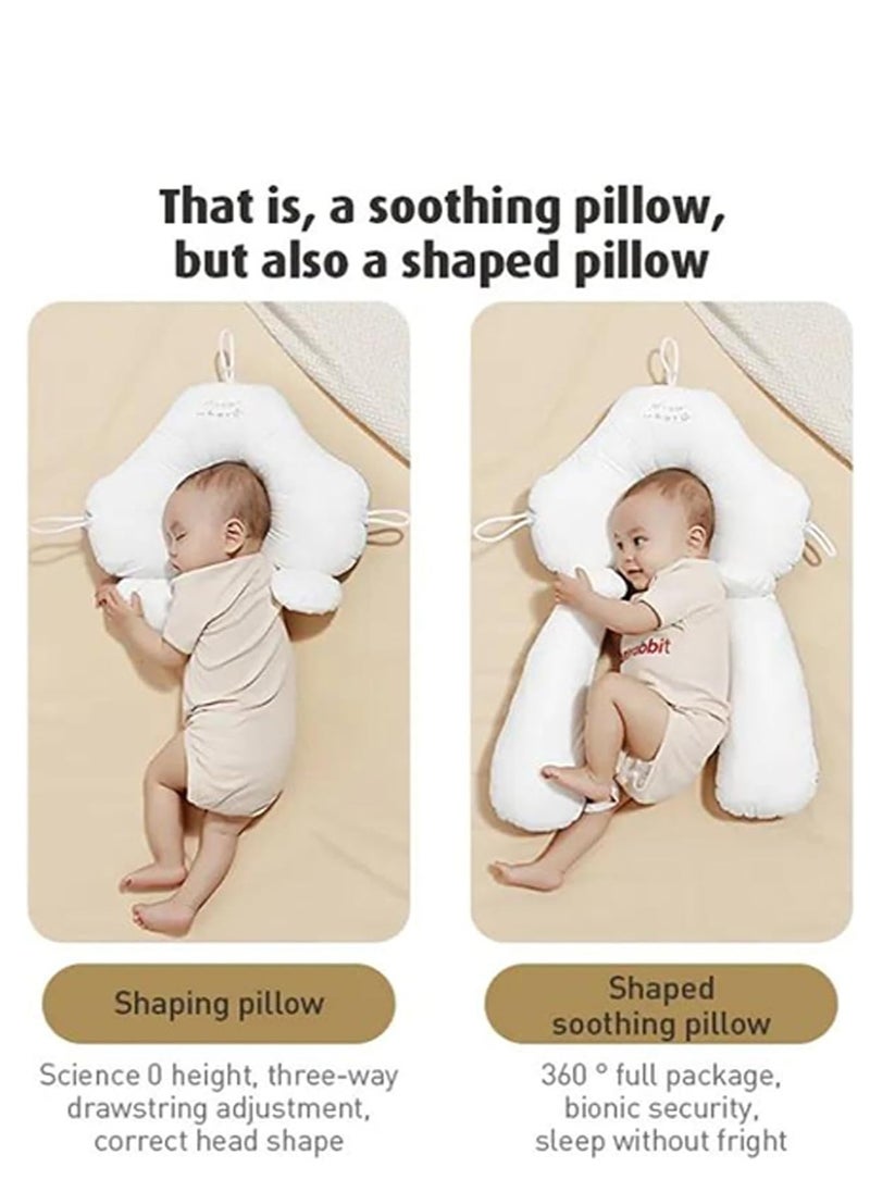 Baby head shaping pillow, anti-fright pillow, suitable for children's sleep accessories, pillowcase made of breathable pure cotton, can correct head deviation, portable machine washable bedding