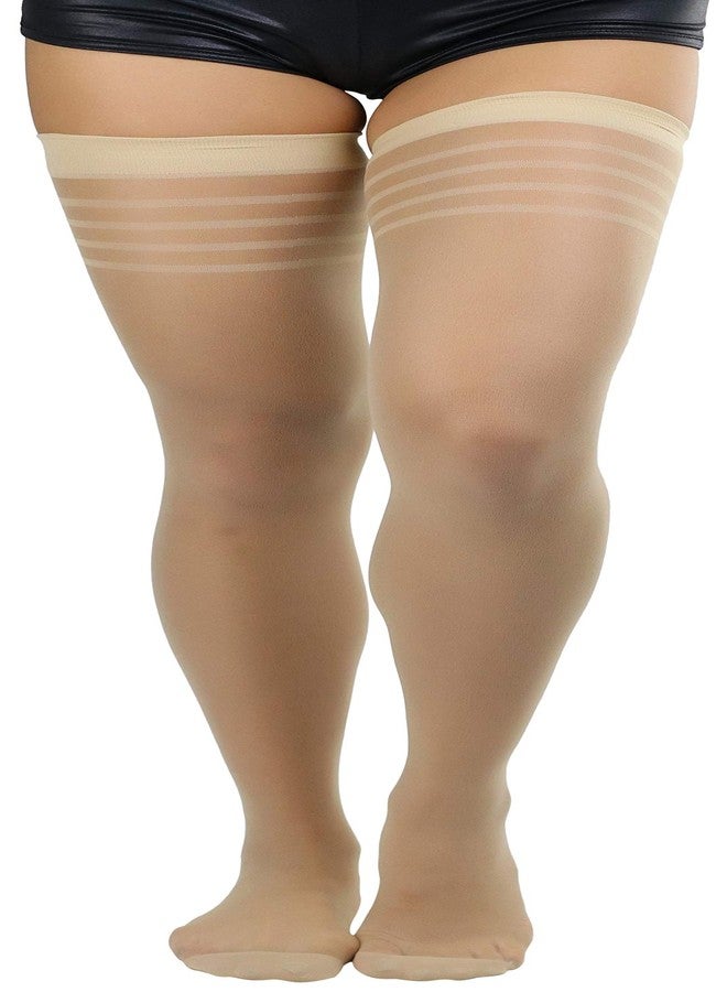 ToBeInStyle Womens Pack of 6 Top Band Thigh High Stockings - Nude - One Size - Image 5