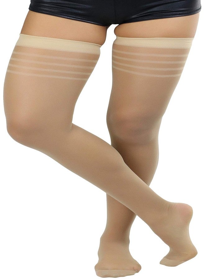 ToBeInStyle Womens Pack of 6 Top Band Thigh High Stockings - Nude - One Size - Image 4