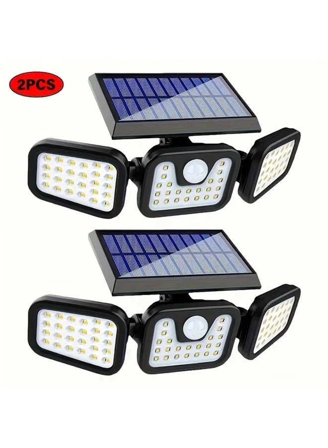 قطعتان من أضواء الشمسية الخارجية بثلاثية الرؤوس مع حساس حركة 74 لمبة LED وزاوية إضاءة واسعة 270 درجة وأنماط إضاءة متعددة - Image 2