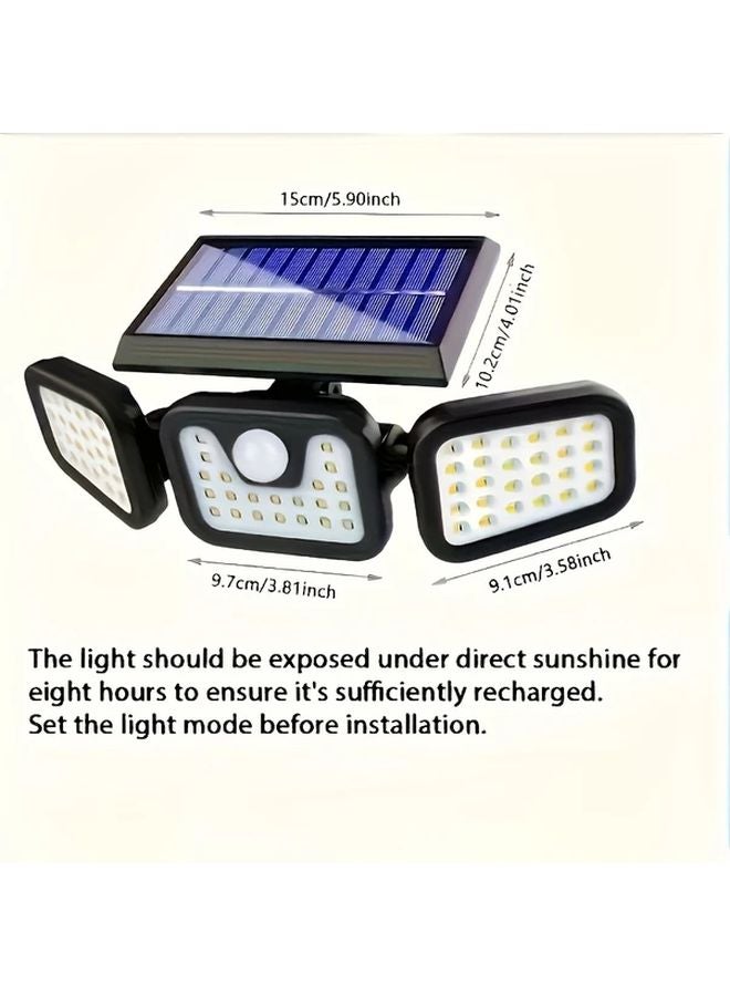 قطعتان من أضواء الشمسية الخارجية بثلاثية الرؤوس مع حساس حركة 74 لمبة LED وزاوية إضاءة واسعة 270 درجة وأنماط إضاءة متعددة - Image 3