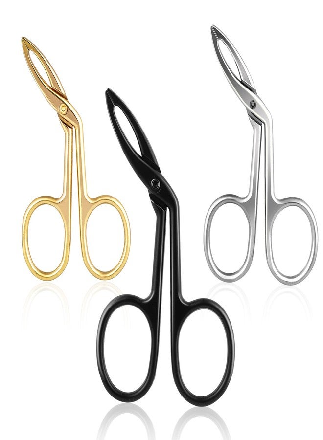 Haikole Tweezers for Women Facial hair 3 Pieces Eyebrow Tweezers,Scissor Tweezer for Remover Facial Hair Eyebrows Care Wig Plucking,Scissor Handle Tweezer Scissors (Curved) - Image 1
