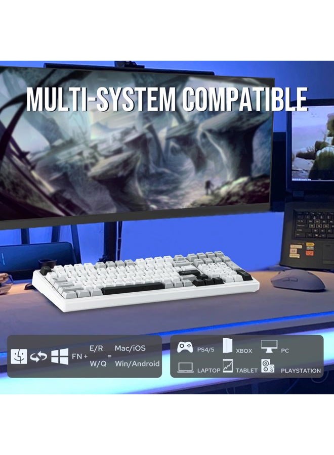EPOMAKER x AULA F99 Wireless Mechanical Keyboard, Hot Swappable Gasket Custom Gaming Keyboard with Five-Layer Padding, Bluetooth/2.4GHz/USB-C, 8000mAh Battery (White Grey, Reaper Switch) - Image 3