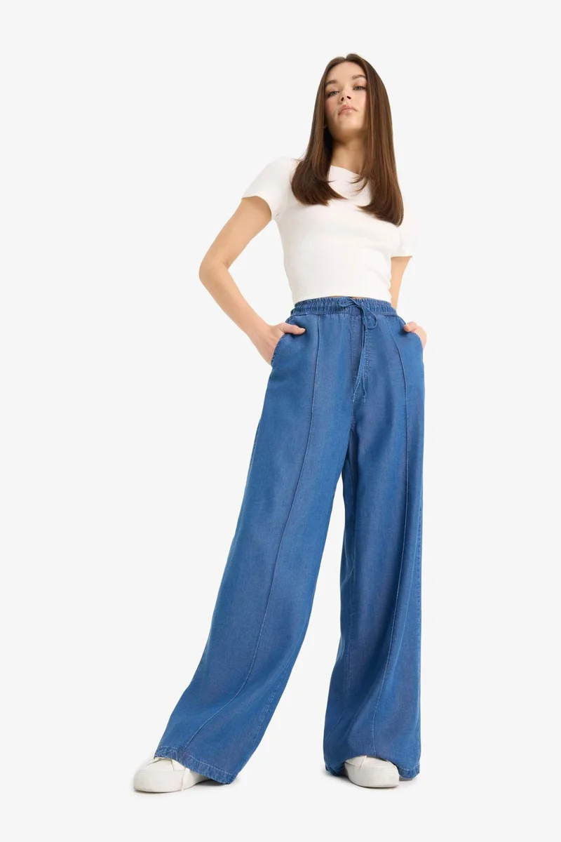 ديفاكتو Wide Leg High Waist Long Soft Jeans