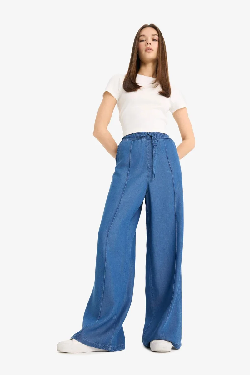 ديفاكتو Wide Leg High Waist Long Soft Jeans