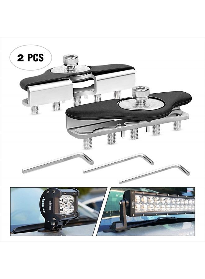 Nilight 90025B حوامل مصابيح LED بار 2 قطعة عالمية لمصابيح العمل LED على غطاء المحرك، حوامل مثبتة لمصابيح LED للسيارات والشاحنات والطرق الوعرة، لا حاجة للحفر، ضمان لمدة 2 سنوات، أسود - Image 1