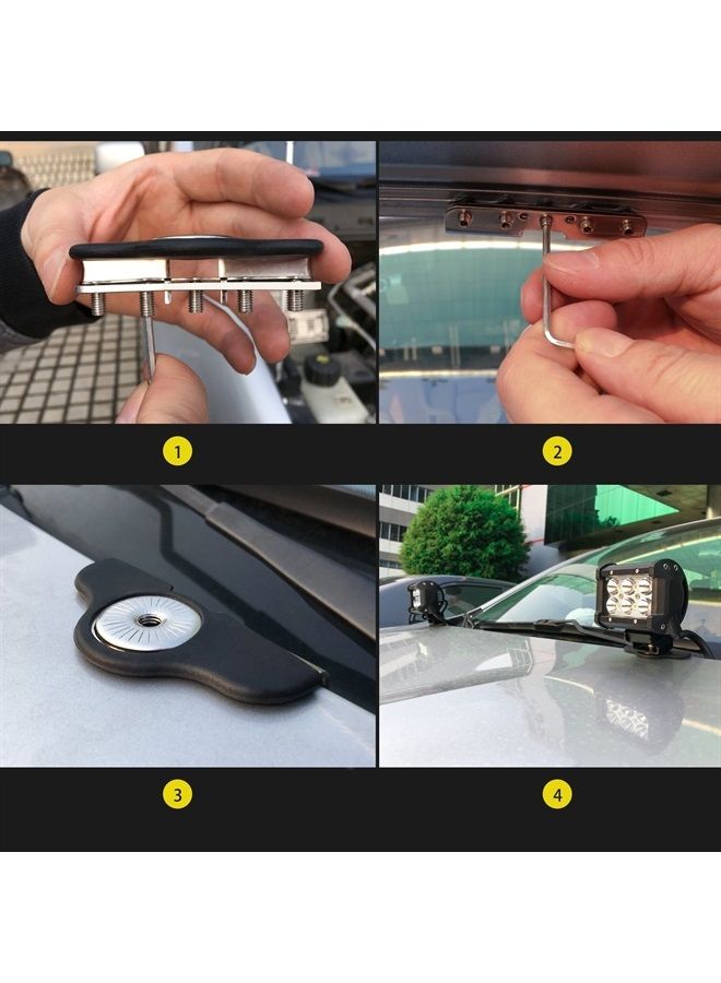 Nilight 90025B حوامل مصابيح LED بار 2 قطعة عالمية لمصابيح العمل LED على غطاء المحرك، حوامل مثبتة لمصابيح LED للسيارات والشاحنات والطرق الوعرة، لا حاجة للحفر، ضمان لمدة 2 سنوات، أسود - Image 5