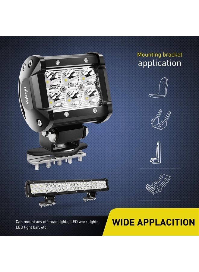 Nilight 90025B حوامل مصابيح LED بار 2 قطعة عالمية لمصابيح العمل LED على غطاء المحرك، حوامل مثبتة لمصابيح LED للسيارات والشاحنات والطرق الوعرة، لا حاجة للحفر، ضمان لمدة 2 سنوات، أسود - Image 3