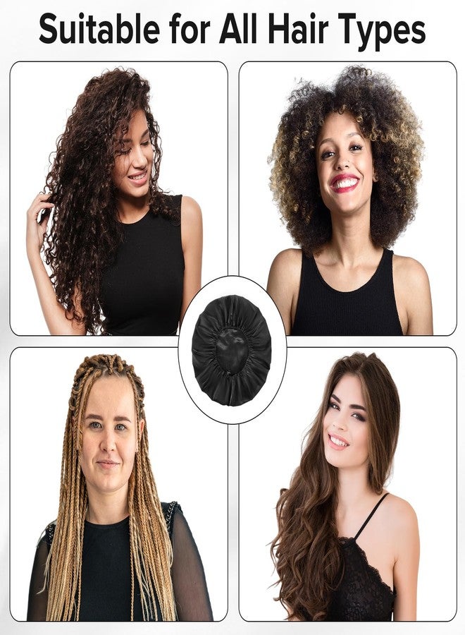 Pengxiaomei 2 Pcs Extra Large Shower Cap, Reusable Waterproof Satin Lining Shower Caps for Women Long Hair Braids - Image 5