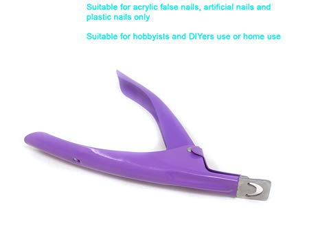 Yueton Color Coated Stainless Steel False Nail Tip Clipper Cutter Trimmer Manicure Pedicure Nail Art Tool (Deep Purple) - Image 3