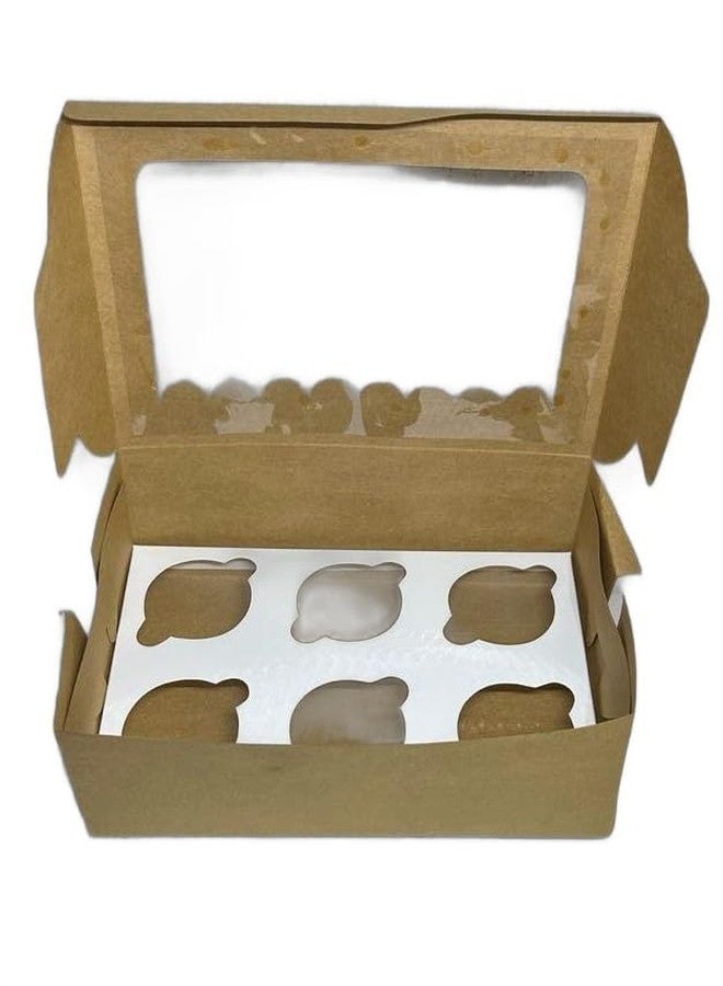 Baekence Cupcake boxes for packaging 6 Brown plain Color, Pack of 40 pcs - Image 4