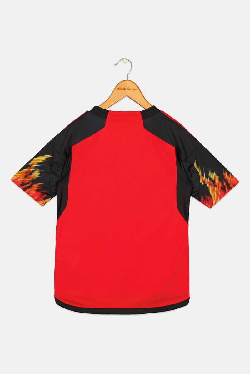 Adidas Kids Boy Sportswear Fit Short Sleeve Football Jersey, Red - Image 2