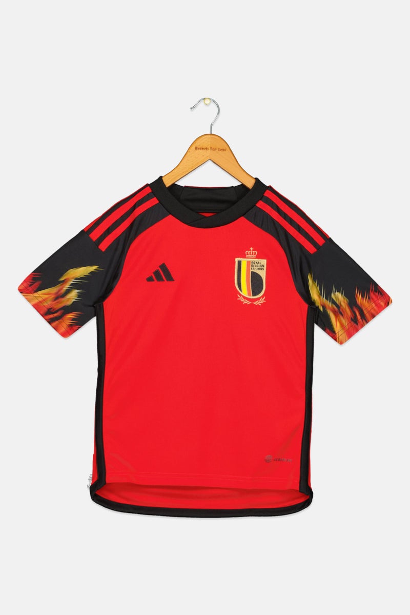 Adidas Kids Boy Sportswear Fit Short Sleeve Football Jersey, Red - Image 1