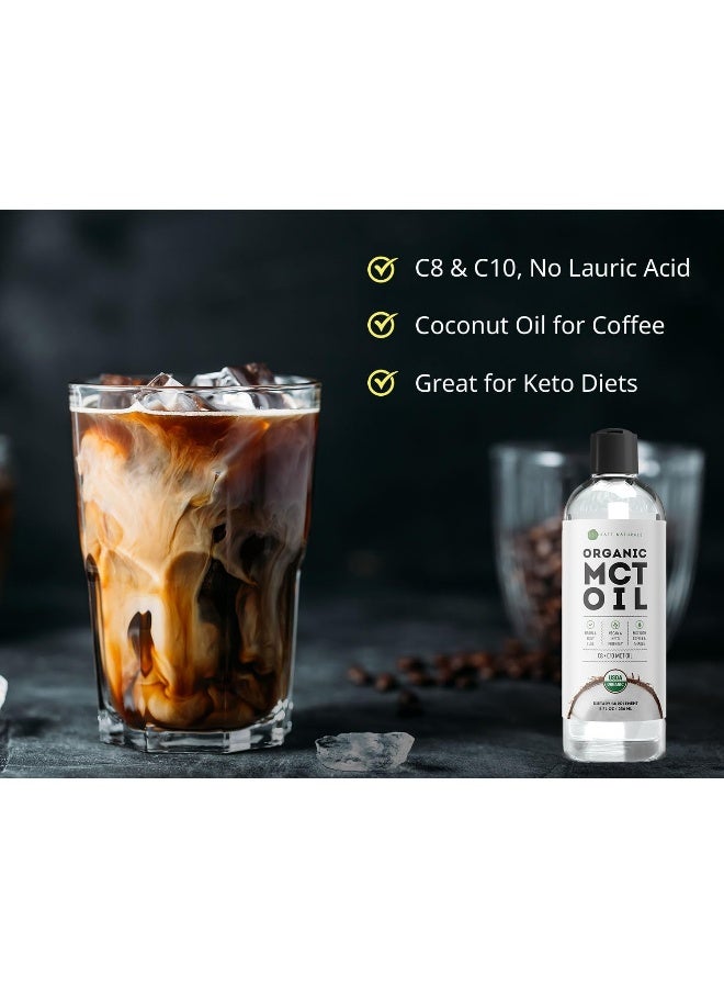Kate Naturals MCT Oil for Coffee & Keto 8oz - USDA Certified Organic MCT Oil Liquid with only C8 & C10. Odorless & No Aftertaste - Image 2