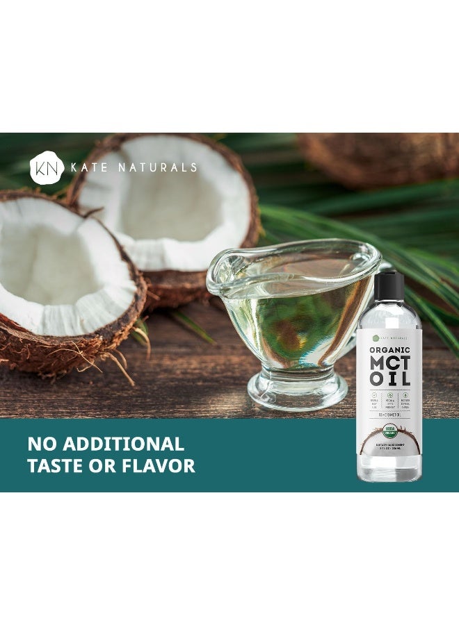 Kate Naturals MCT Oil for Coffee & Keto 8oz - USDA Certified Organic MCT Oil Liquid with only C8 & C10. Odorless & No Aftertaste - Image 5