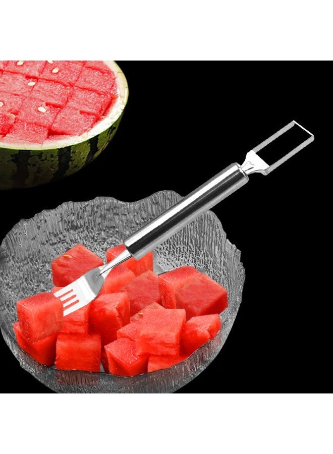 2-in-1 Watermelon Slicer & Fork – 5-Pack Stainless Steel Fruit Cutter Tool for Watermelon, Mango, Pitaya – Portable for Camping, Picnics, Home, Parties – Effortless Cubes & No Mess - Image 2