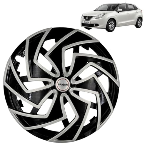 PRIGAN Wheel Cover for BALENO 15 Inch Silver Black Wheel Cap (Available in 12,13,14,15,16 Inch) (Set of 4 Pcs) (Press Fitting) Model- Spider DC-15 - Image 1