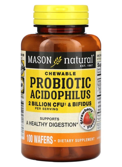 Chewable Probiotic Acidophilus & Bifidus Strawberry 2 Billion CFU 100 Wafers
