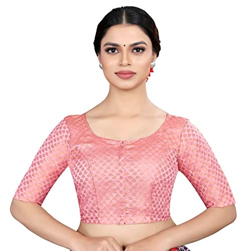 Vardha Women's Brocade Elbow Sleeves Saree Blouse (B5_44) - Image 1