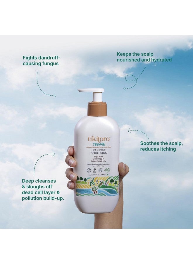 Tikitoro Teens Anti-dandruff Shampoo 100% Vegan with Aloe vera, Provitamin B5, Hibiscus, Rice Protein, Cleanses Scalp, Conditions Hair No Parabens & Sulphates (300ml x 1) - Image 3