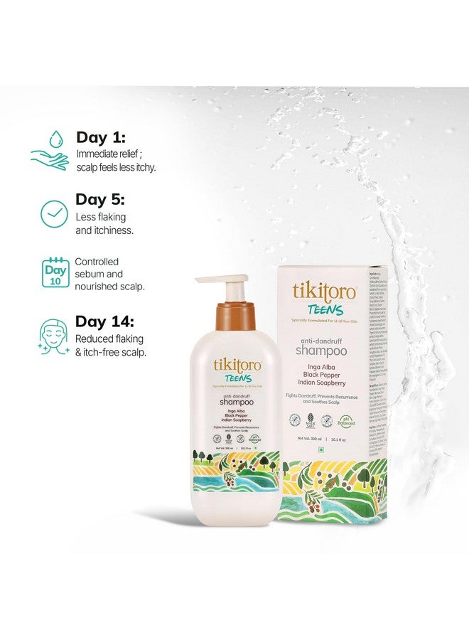 Tikitoro Teens Anti-dandruff Shampoo 100% Vegan with Aloe vera, Provitamin B5, Hibiscus, Rice Protein, Cleanses Scalp, Conditions Hair No Parabens & Sulphates (300ml x 1) - Image 4