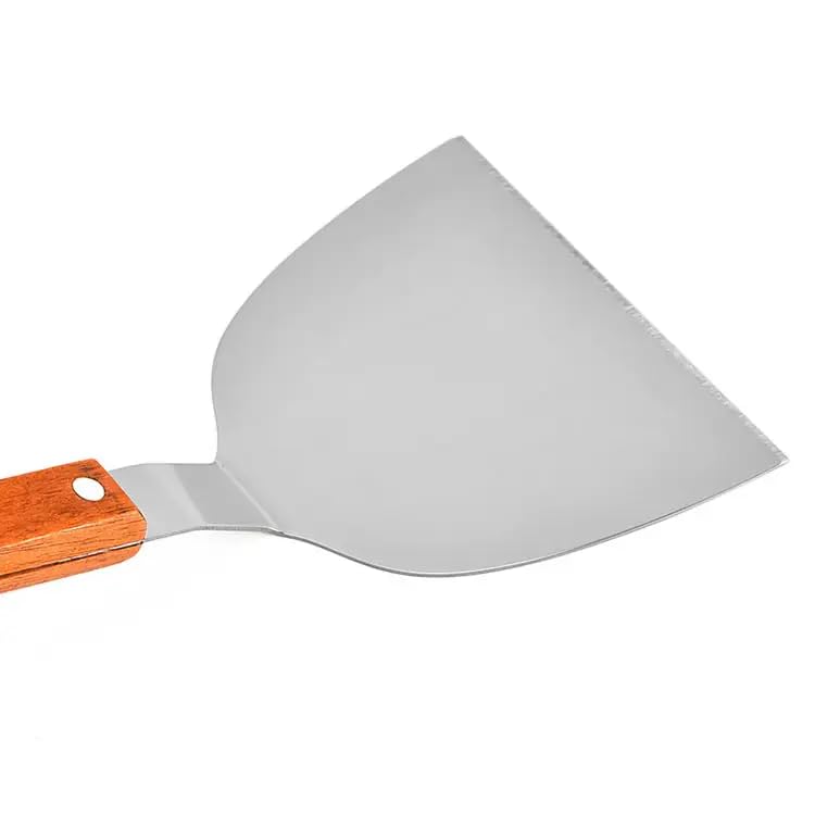 VENTRICE Heavy-Duty Stainless Steel Griddle Spatula with Wooden Handle – Wide Turner for BBQ, Grill, Teppanyaki, and Kitchen Use – Commercial Grade - Image 4