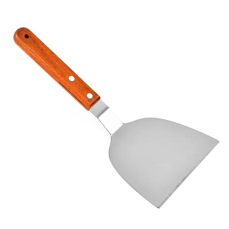 VENTRICE Heavy-Duty Stainless Steel Griddle Spatula with Wooden Handle – Wide Turner for BBQ, Grill, Teppanyaki, and Kitchen Use – Commercial Grade - Image 1