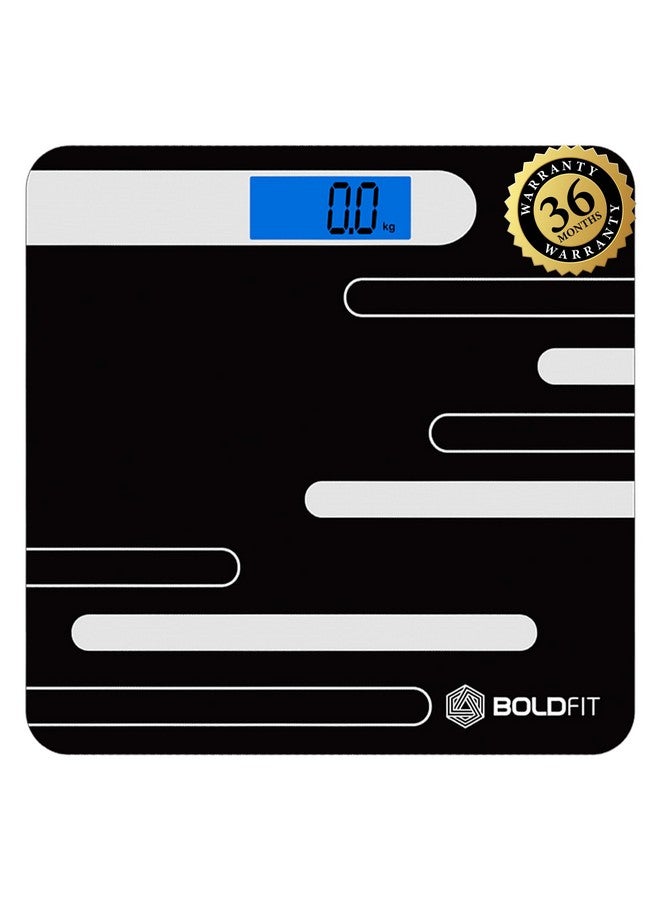 بولد فيت جهاز قياس الوزن Boldfit لقياس وزن الجسم، ميزان حمام رقمي لقياس وزن الجسم البشري، ميزان سميك للغاية مع شاشة LCD، ضمان 36 شهرًا، أسود، أقصى وزن 180 كجم - Image 1