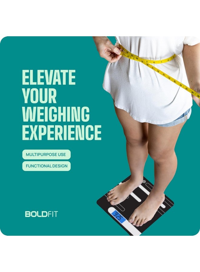 بولد فيت جهاز قياس الوزن Boldfit لقياس وزن الجسم، ميزان حمام رقمي لقياس وزن الجسم البشري، ميزان سميك للغاية مع شاشة LCD، ضمان 36 شهرًا، أسود، أقصى وزن 180 كجم - Image 4