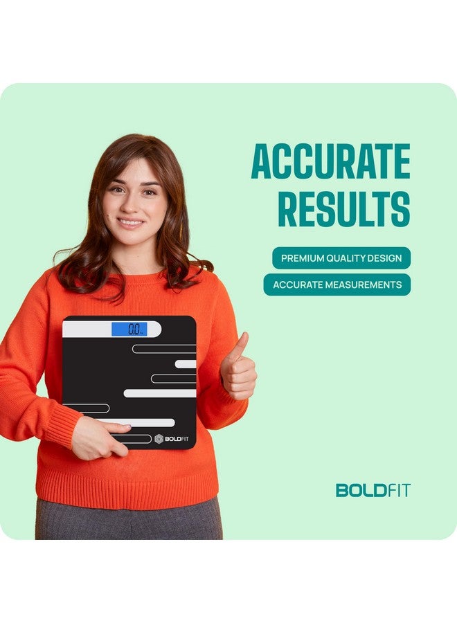 بولد فيت جهاز قياس الوزن Boldfit لقياس وزن الجسم، ميزان حمام رقمي لقياس وزن الجسم البشري، ميزان سميك للغاية مع شاشة LCD، ضمان 36 شهرًا، أسود، أقصى وزن 180 كجم - Image 5
