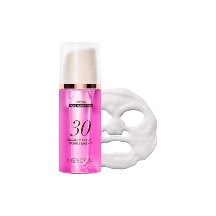 MENOKIN 30 Seconds Quick Bubble Mask REVITAL - Rose PDRN, NAD & Peptides Micro-Bubbles for Dull Skin, Rejuvenation, Vitality & Radiant Glow, Slow-Aging Care, No Sheet, No Rinse, Glass Skin, 3.21 fl oz