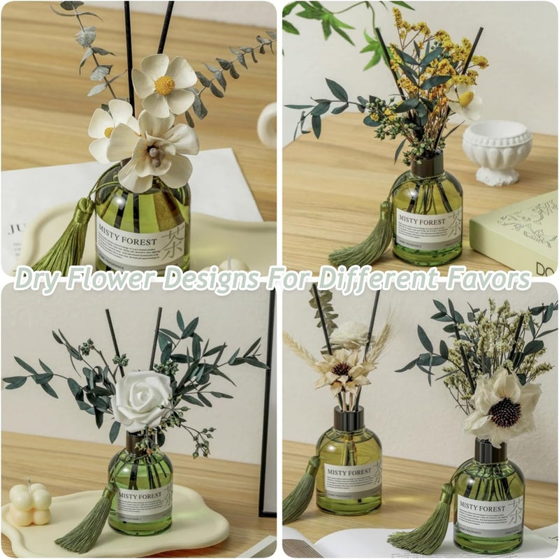 مجموعة ناشر القصب، ناشر عطري بحجم 150 مل مع زهور مجففة للديكور، زيت ناشر القصب، عطر للغرفة والسيارة لديكور المنزل والمكتب، مجموعة هدايا من ناشرات الزيوت العطرية (شاي الزن) - Image 3