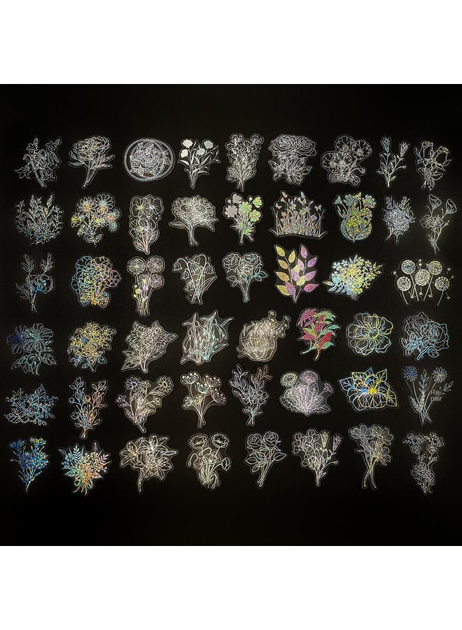 الأزرق جي دبليو 100 ملصق ليزر شفاف لفتح ملصقات الشاي PET الإبداعية DIY ريترو كيس ملصق ليزر - Image 4