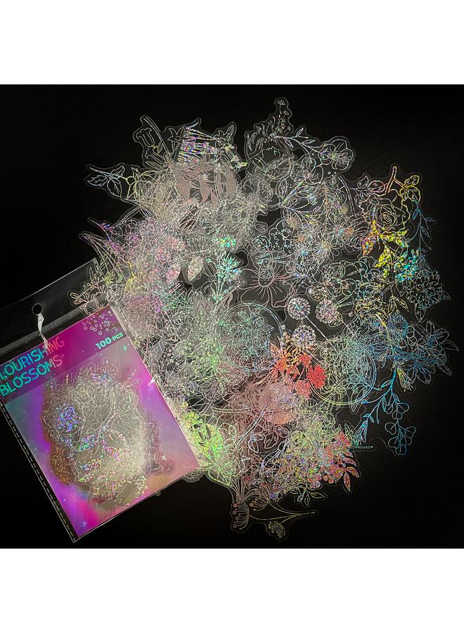 الأزرق جي دبليو 100 ملصق ليزر شفاف لفتح ملصقات الشاي PET الإبداعية DIY ريترو كيس ملصق ليزر - Image 3