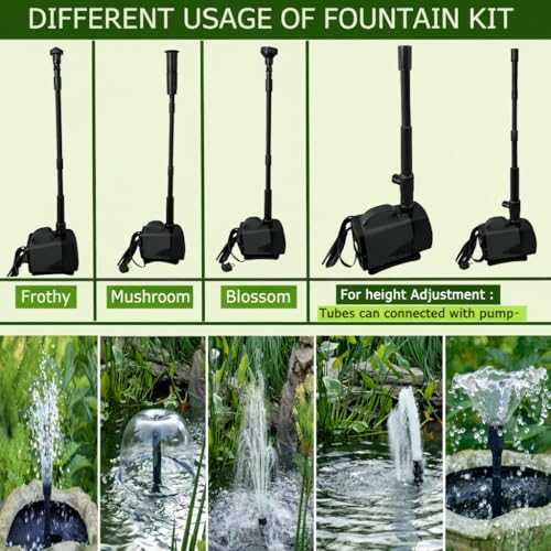 DESPACITO Water Fountain Nozzle kit for Home Decoration, Outdoor, Sprinkler Fountain kit Extension for Garden and Pond Submersible Water Pump (Large) - Image 2