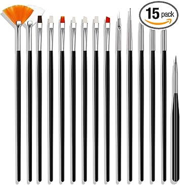 Nail Art Liner Brushes for Dotting Tool 15 Pieces Professional Nail Art Design Tools Painting Brushes drill drawing nail brush Nail Art Tips Builder Brush For Ladies - Image 1